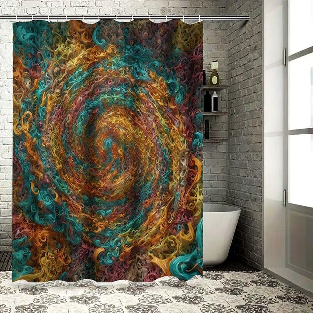 Wasserdichter Duschvorhang mit buntem Spiral-Design von Home Garden, Farbe: Multicolour, B/H: 180 x 180 cm - Bild 1