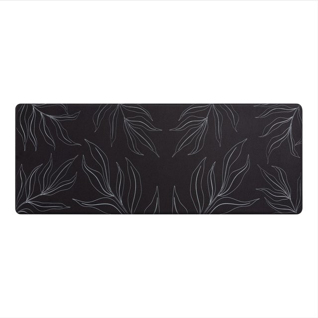 Küchenmatte Culina in Schwarz mit Blätter-Design, rutschfest und aus Memory-Foam, B/T: 45 x 120 cm - Bild 1