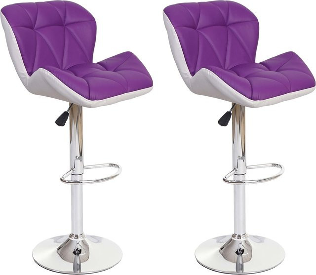 2er-Set Barhocker MCW-A92 höhenverstellbar aus Kunstleder in Lila - Bild 1