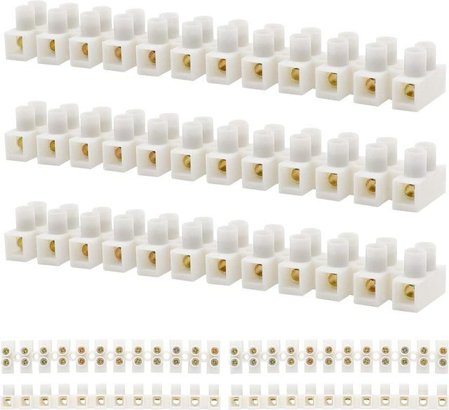 AOKIN Klemmenblock-Set in Weiß, 10-teilig, zweireihige Klemmenleiste mit 12 Positionen, 10 A, 380 V - Bild 1