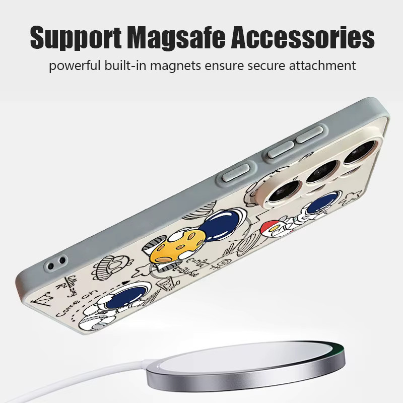 Magnetische Handyhülle mit Astronauten-Druck für Samsung Galaxy S26 S25 S24 S23 S22 Ultra Edge FE A56 A37 A16 A55 A36 A17 in Orange - Bild 5