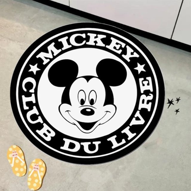 Miniso Minnie Maus Donut Design Teppich, runder Polyester Bodenmatten mit Kinder-Motiv in Schwarz, Durchmesser: 40 cm - Bild 1