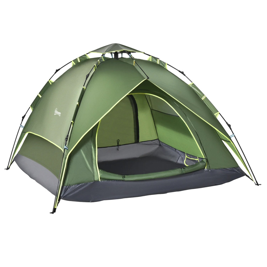 Outsunny Quick-Up-Campingzelt für 2 Erwachsene und 1 Kind, wasserdicht, 4 Jahreszeiten, Dunkelgrün, B/T/H: 210 x 210 x 140 cm - Bild 3