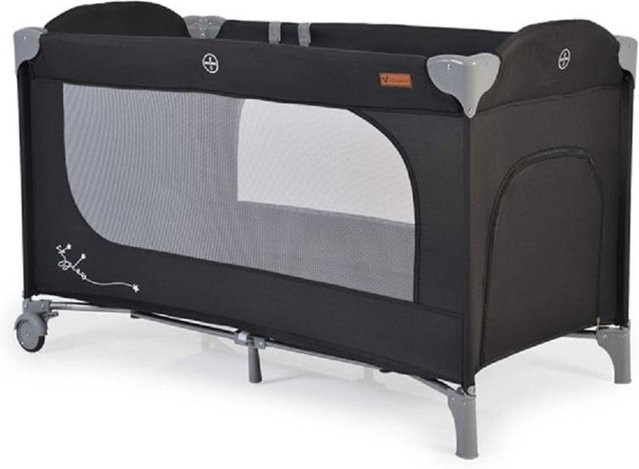 Cangaroo Reisebett Skyglow Laufstall mit Matratze und Seiteneingang, Schwarz - Bild 1