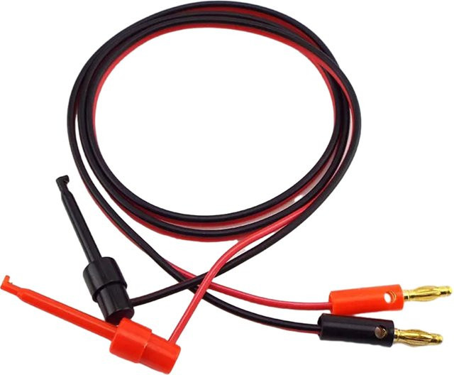 Adapter Set aus Gold für Multimeter: Bananenstecker 4mm auf Hakenklemmen, 1 Paar in Rot und Gold - Bild 1