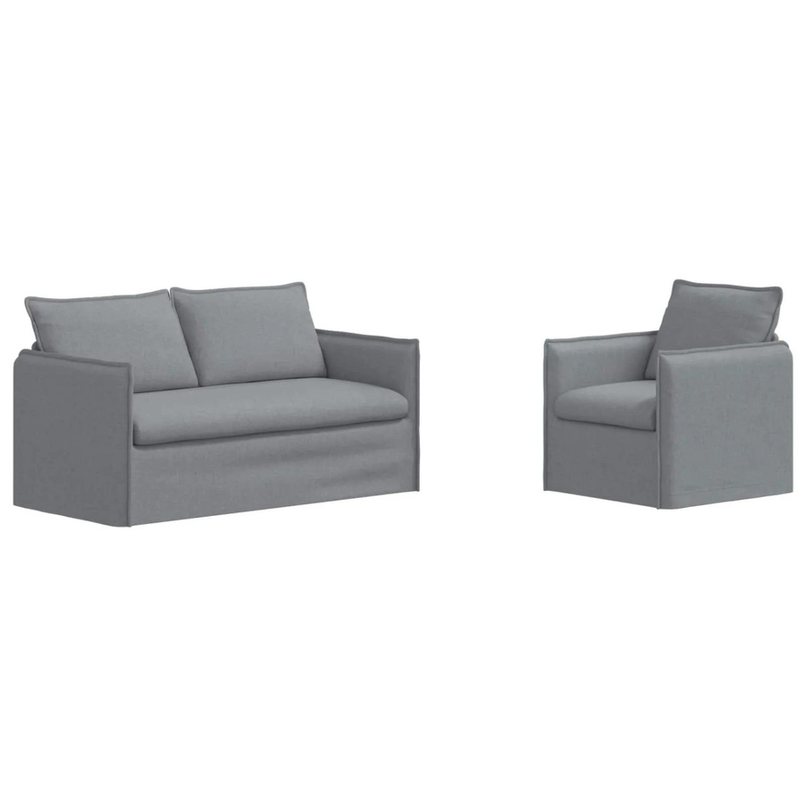 vidaXL Sofa 2-teilig Hellgrau mit Stoffbezug und Metallrahmen B/T/H: 156 x 82 x 85 cm und 75 x 82 x 85 cm - Bild 2