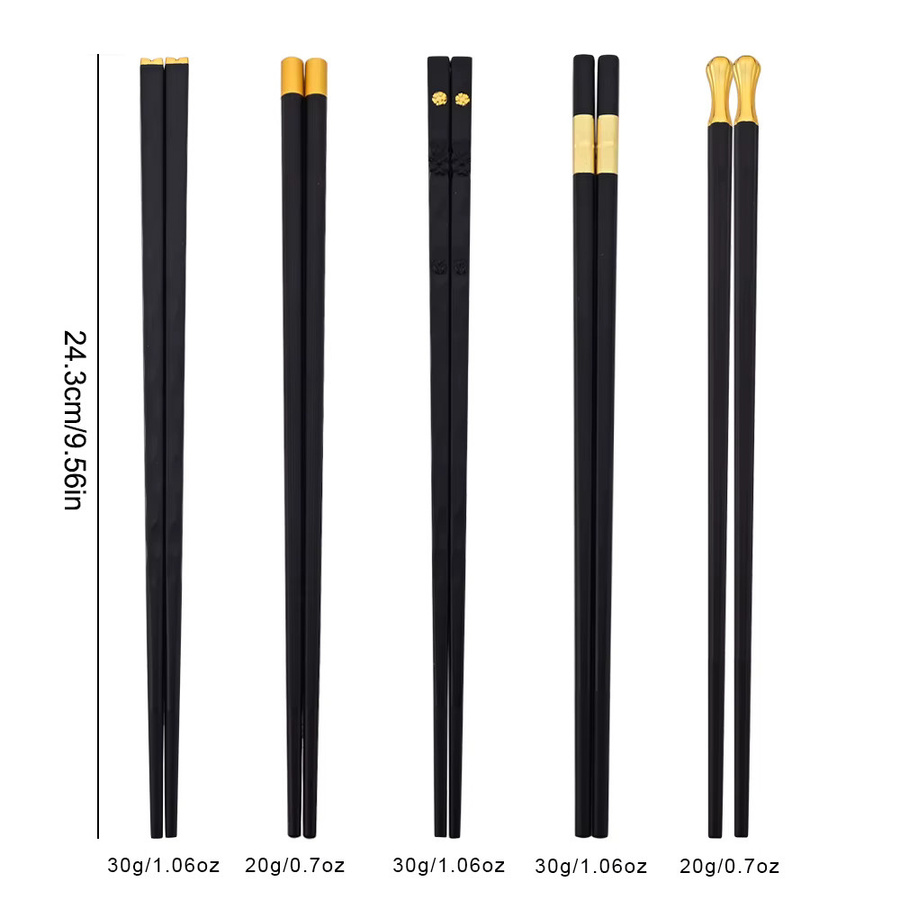 10 Paar wiederverwendbare Essstäbchen in Schwarz Matt von uniturcky für Sushi und asiatische Küche - Bild 3