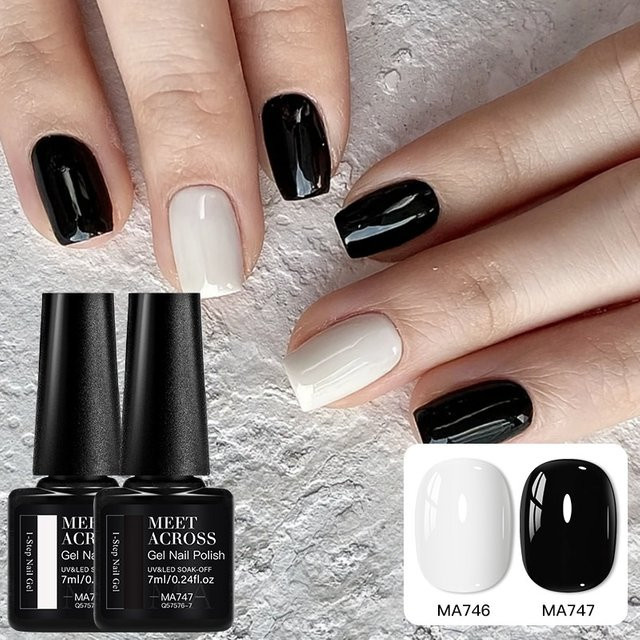 MEET ACROSS Nagelgel, Schwarz Weiß, Glänzend, 2 Stück - Bild 1
