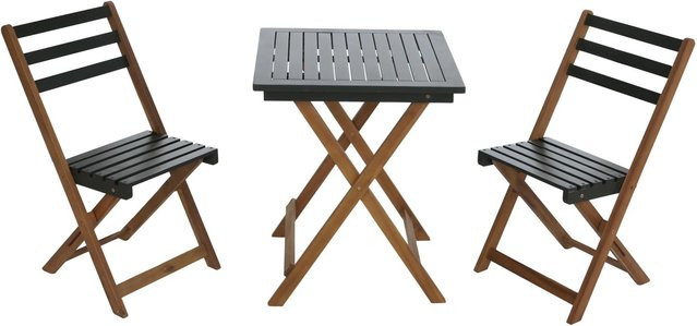 MCW Lounge-Set Garten-Sitzgruppe P71 aus Akazienholz mit Tisch und 2 Stühlen, klappbar, Natur-Grün - Bild 2