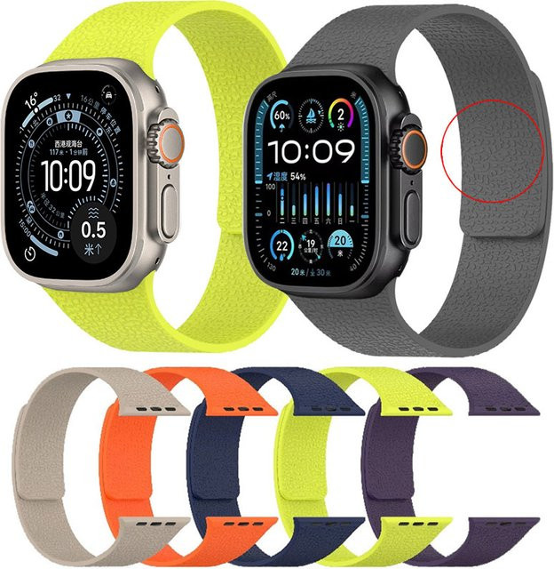 Uhrenarmband Lychee Grain Silikon, Schwarz, für Apple Watch - Bild 1