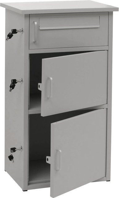 PROREGAL Paketkasten mit 3 Fächern aus Stahl in Grau, H x B x T: 89 x 49 x 38 cm - Bild 1