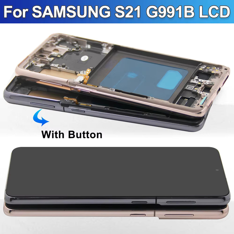 Samsung S21 5G LCD Display mit Rahmen in Silber für SM-G991B G991B/DS als Ersatz-Touchscreen Digitalisierer - Bild 2