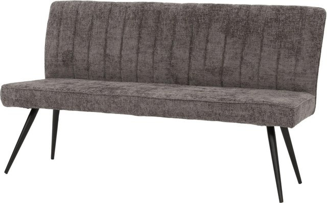 Sitzbank MCW-K16 Polsterbank mit Rückenlehne aus Chenille und Metallgestell, grau-braun, B: 160 cm, H: 90 cm, T: 60 cm - Bild 2