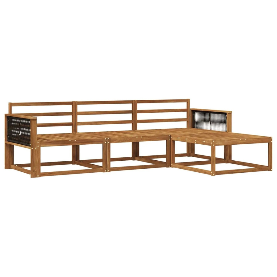 vidaXL Outdoor-Sofagarnitur aus Massivholz Akazie in Braun, 4-teiliges L-Shape Set mit Hocker und Mittelsofas - Bild 2