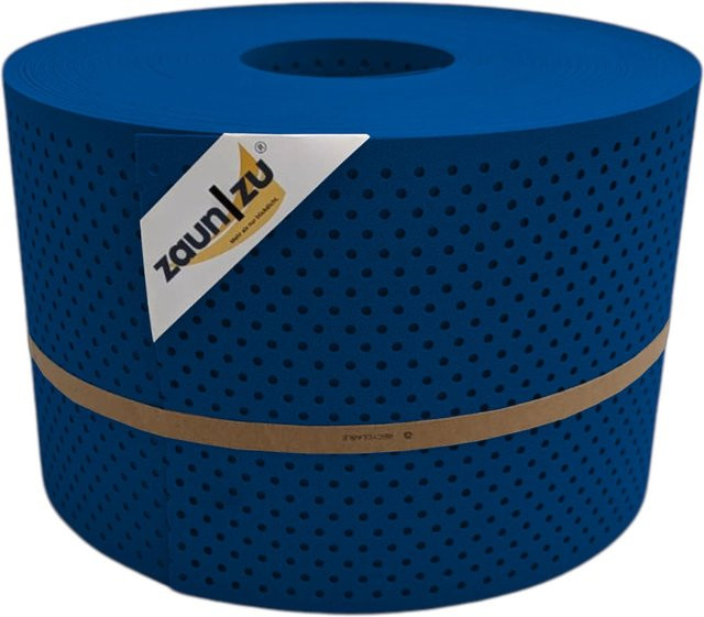 zaun zu Sichtschutzstreifen PP Premium gelocht semi-transparent Enzianblau 50m - Bild 1