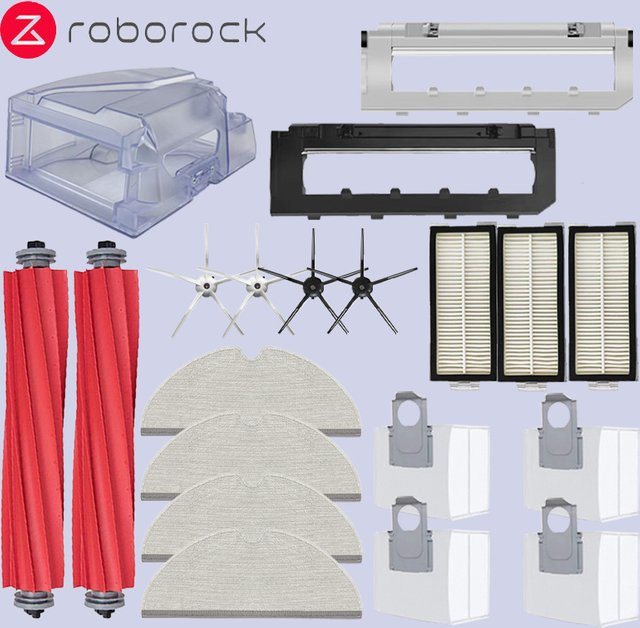 Roborock Ersatzteil-Set für Q7 Max, Q7 Max+, Q7 Plus und T8 mit Hauptseitenbürste, Mopptuch und Staubbeutel aus Kunststoff - Bild 1