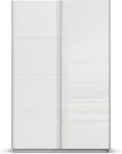RAUCH Quadra Schwebetürenschrank mit Glaselementen, Korpus Weiß und Glas Weiß, B/H: 136 x 210 cm - Bild 1