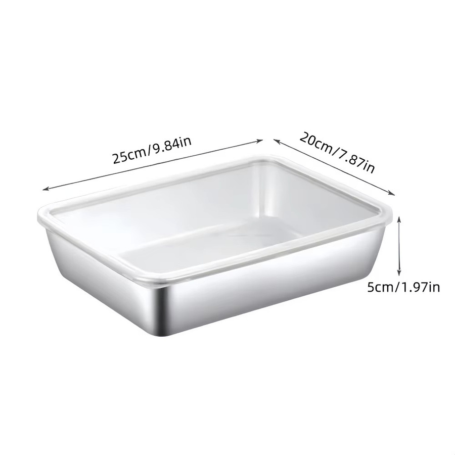 Rechteckige Lebensmittel-Aufbewahrungsbox aus Edelstahl in Silber mit Deckel - Bild 4