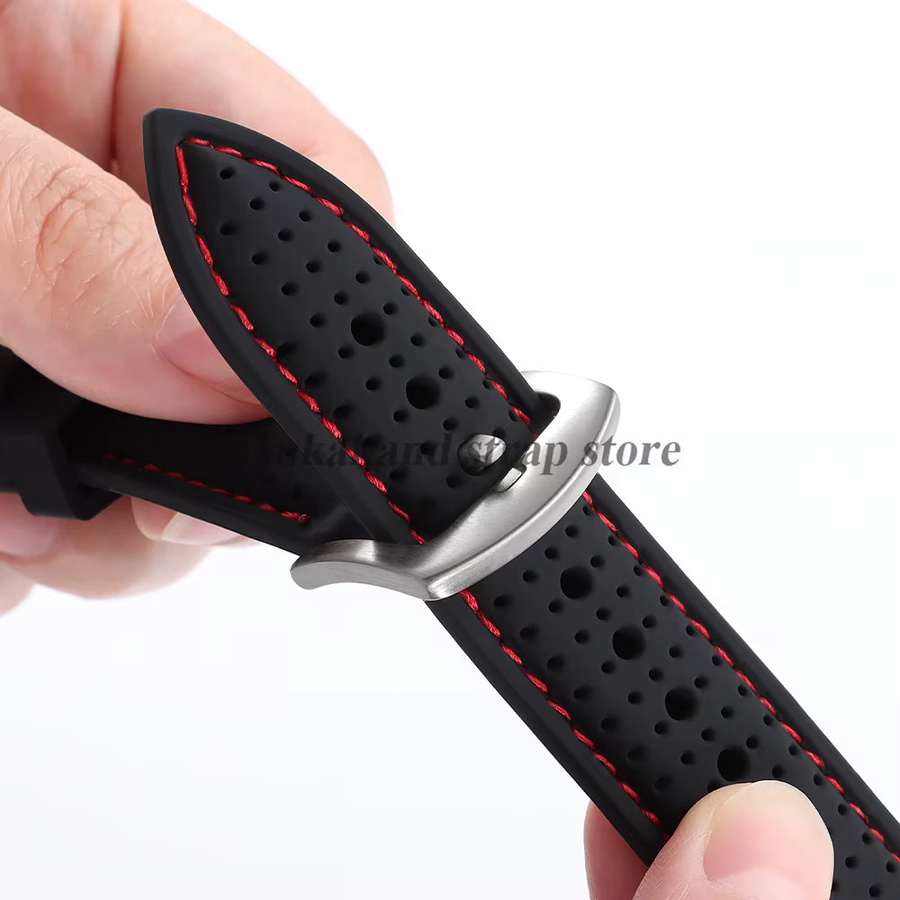 Uhrenarmband asukaband, Silikon, Schwarz, 20mm 22mm 24mm - Bild 3