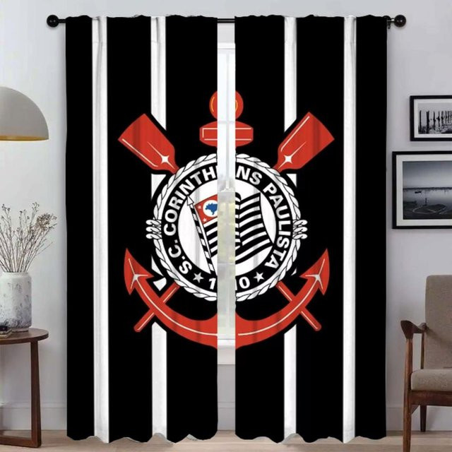 Heiminnen Corinthian Vorhänge aus Tüll, 2er-Set, Schwarz, halbtransparent, Breite: 50 cm, Höhe: 70 cm - Bild 1