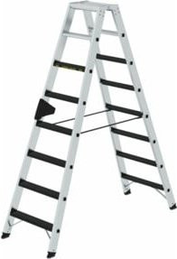 MUNK A-Stehleiter beidseitig clip-step R13 mit 8 Stufen in Silber - Bild 1