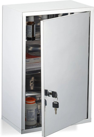 Relaxdays Medizinschrank aus Edelstahl in Silber, abschließbar und wandmontiert, B/T/H: 45 x 18 x 30 cm
