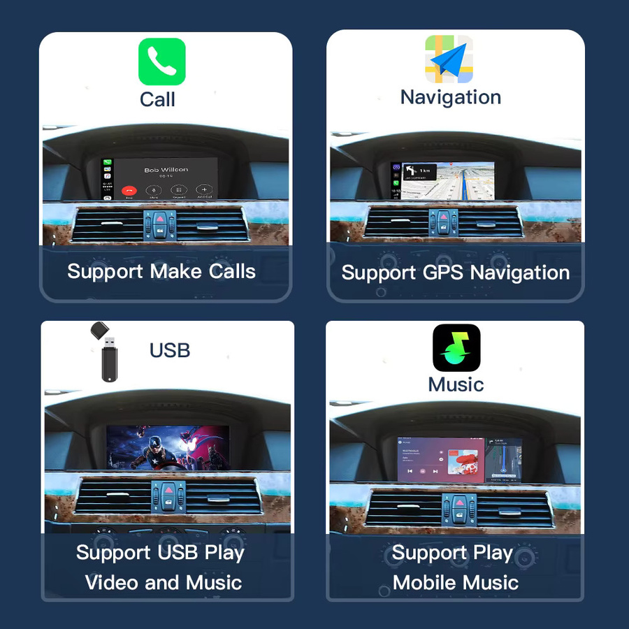 8,8 Zoll Multimedia Radio für BMW 3er und 5er Serie E90 E91 E60 E61 (2005-2010) mit drahtlosem Apple CarPlay, Android Auto und Linux Player in Schwarz - Bild 6