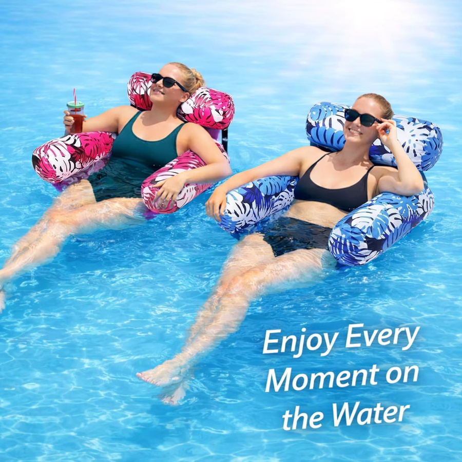 Aufblasbare Pool-Liege für Erwachsene in Blau als tragbare Wasserhängematte für Strand und Schwimmbad - Bild 1