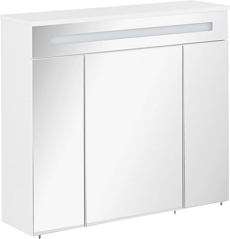 Fackelmann Spiegelschrank Kara mit integrierter LED-Beleuchtung und Softclose-Türen, Grau, B: 80 cm, H: 69,6 cm, T: 22,5 cm - Bild 1