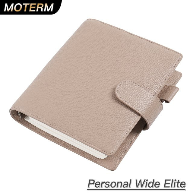 Moterm Elite Rings Planer Organizer Tagebuch aus Kieselleder in Beige mit 25-mm-Ringen - Bild 1