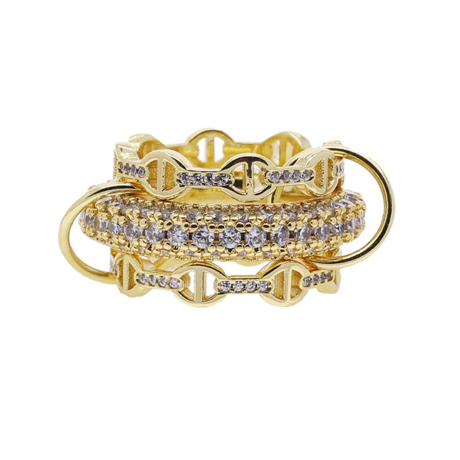 GIRLMIDNIGHT Ringe, 3-teilig, Kupfer, Gold, Zirkonia, Damen - Bild 2