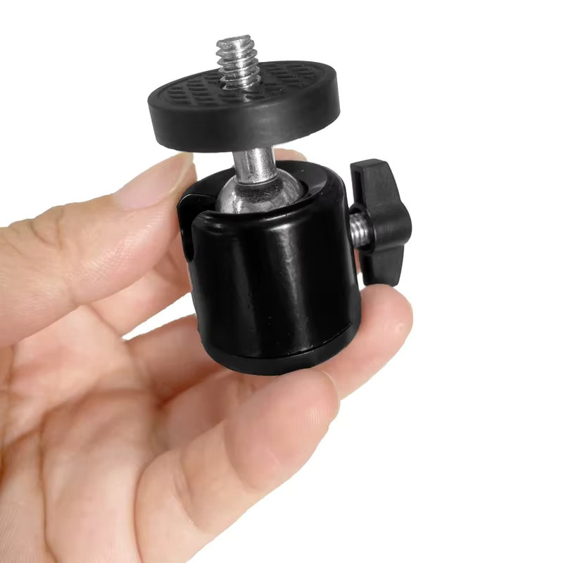 Kamera-Adapter mit Blitzschuh und 1/4-Zoll-Schraubgewinde, Stativhalterung mit verstellbarem Kugelkopf für LED-Licht und Blitz, Schwarz - Bild 4