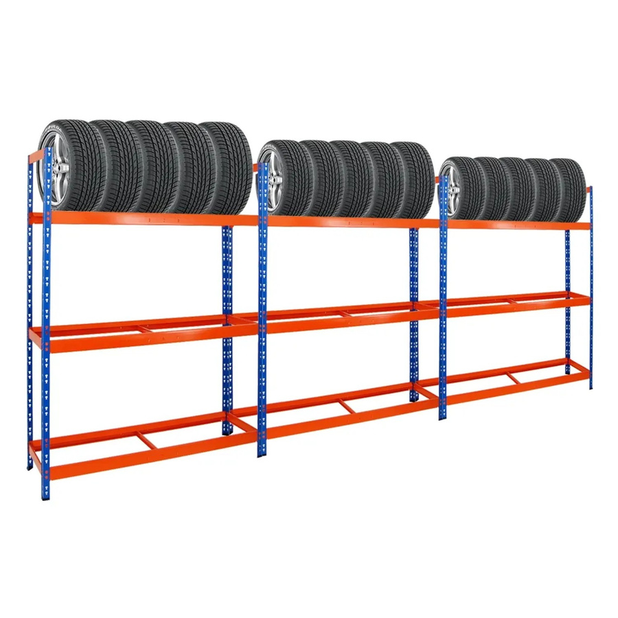PROREGAL Reifenregal Tiger XL Set aus 3 Stück, Blau-Orange, H x B x T: 200 x 150 x 45 cm - Bild 2
