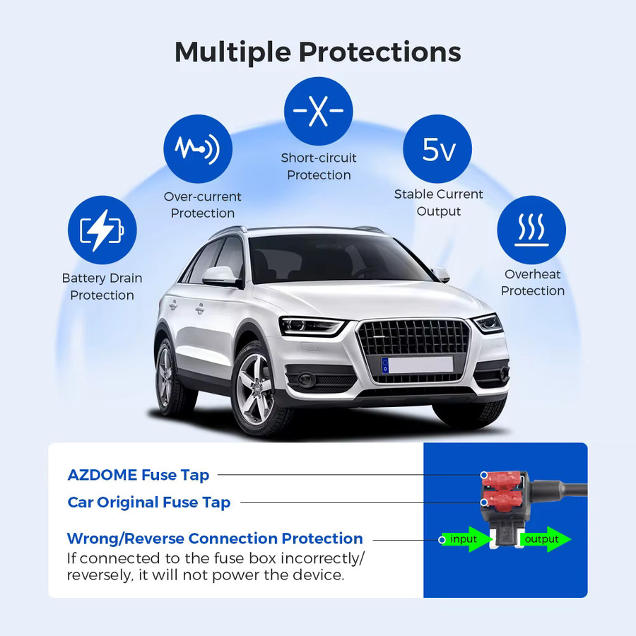 Azdome JYX05 Hardwire-Kit für Dashcams mit USB-C-Anschluss, Low-Voltage-Schutz, Schwarz - Bild 3