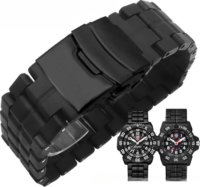 Luminox Uhrenarmband, Kunststoff, Edelstahl, Schwarz, Unisex, 23mm - Bild 1