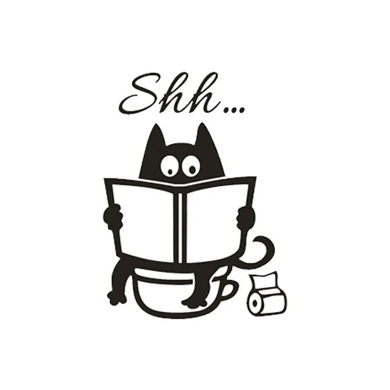 xianyi01 Wandsticker mit lustigem Katzenmotiv für das Badezimmer in Schwarz - Bild 3