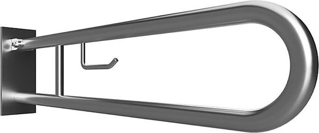 Brillantbad BELP Stützklappgriff in U-Form mit Toilettenpapierhalter aus Edelstahl gebürstet in Silber, B/T/H: 10,0 x 25,0 x 82,9 cm - Bild 1