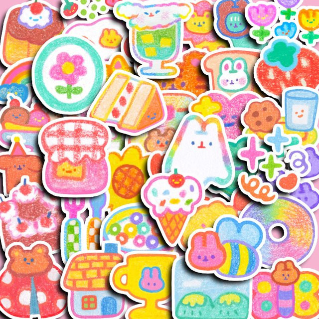 40 Stück süße Cartoon-Aufkleber im Crayon-Stil mit Hasen-Motiven von AnimeWorlds Store, Mehrfarbig - Bild 1
