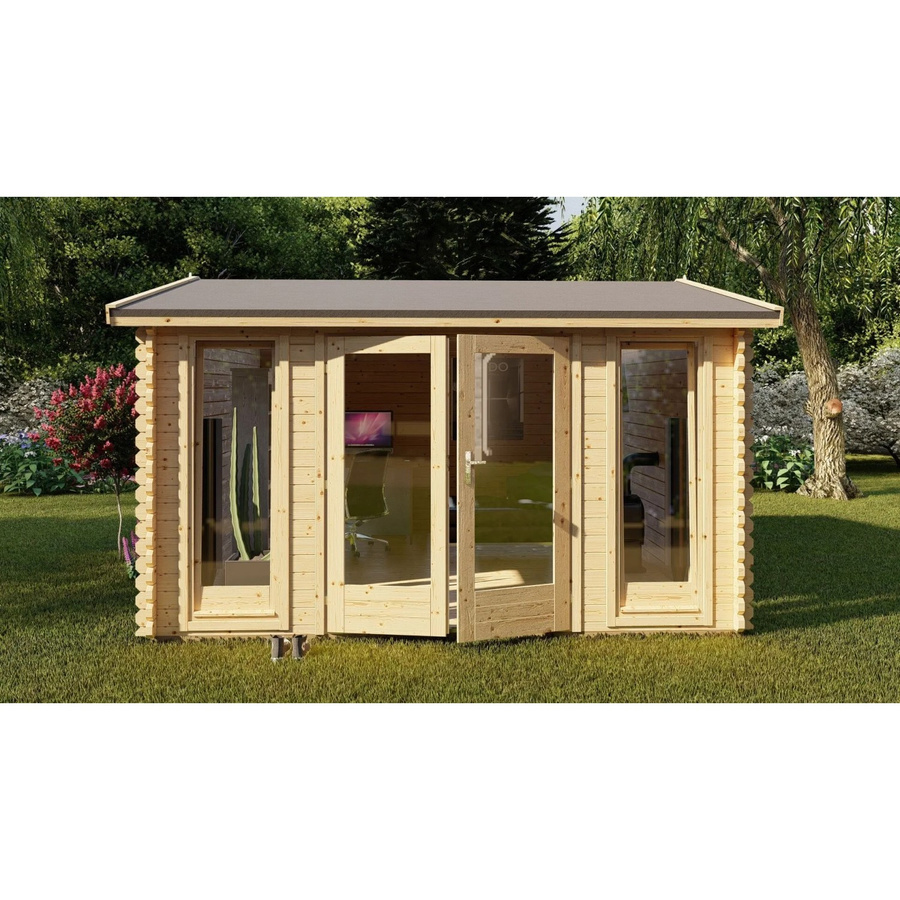 Finn Art Blockhaus York 9 Gartenhaus aus Holz in Braun mit Doppeltür und 18mm Fußboden, B/T: 3,9 x 3,9 m - Bild 2