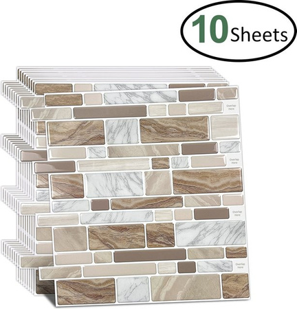 Vividtiles 10er Set 3D Vinyl Wandaufkleber in Multicolour für moderne Wandgestaltung und Fliesen