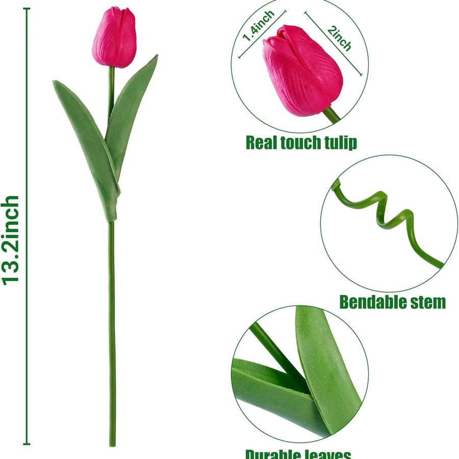 Künstliche Tulpen von JEDN in Pink als realistische Kunstblumen für deine Heimdekoration, Hochzeit oder den Valentinstag - Bild 2