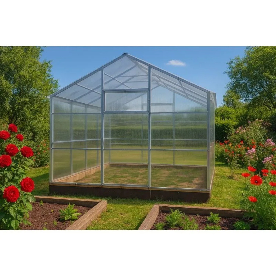 Garten Dream Gewächshaus Flora mit Satteldach aus Stahl und transparentem 10mm Polycarbonat, B: 12 m, T: 3 m, H: 1,8 m - Bild 2
