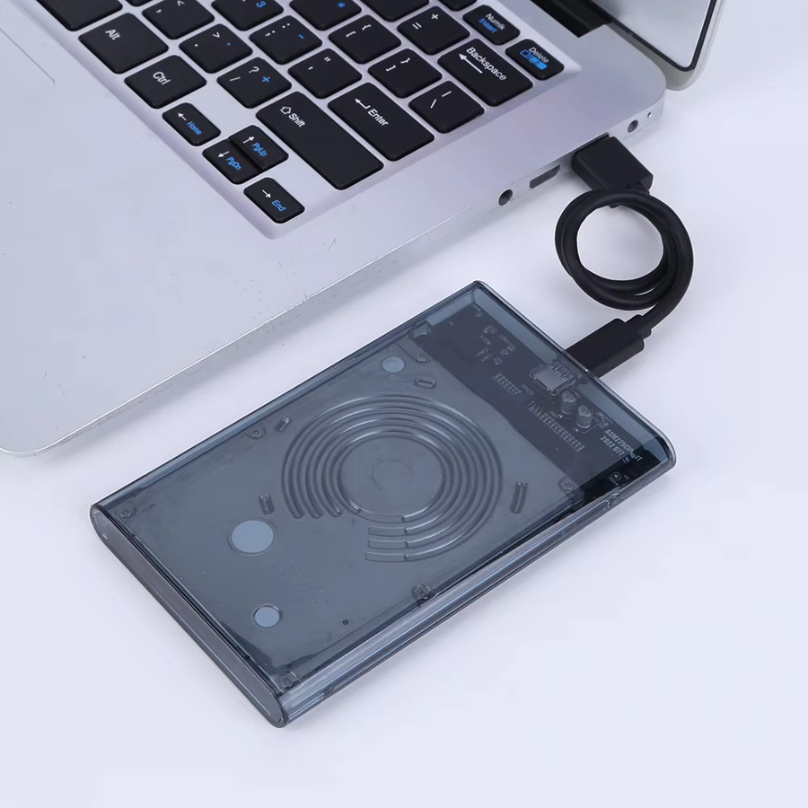 IRhasta Externes 2,5 Zoll Festplattengehäuse für HDD und SSD mit USB 3.1 und USB-C, Transparent/Schwarz - Bild 2
