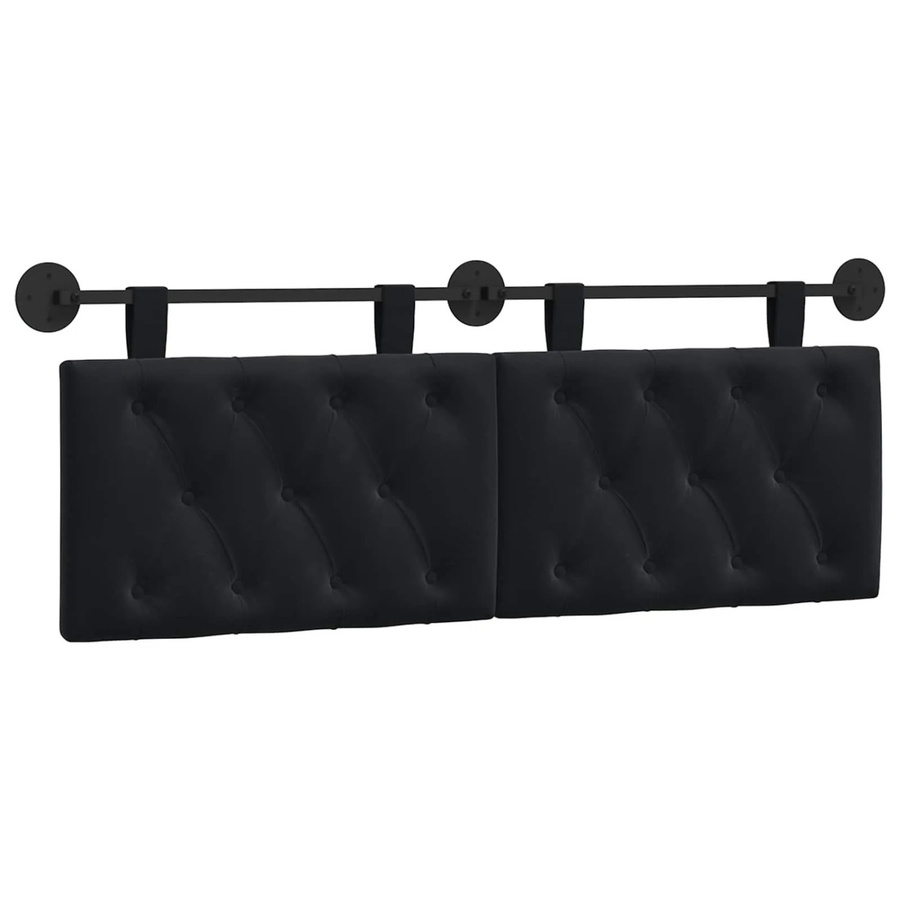 vidaXL Wandmontiertes Polsterpaneel aus Samt in Schwarz, B/H/T: 130 x 55 x 7 cm - Bild 2