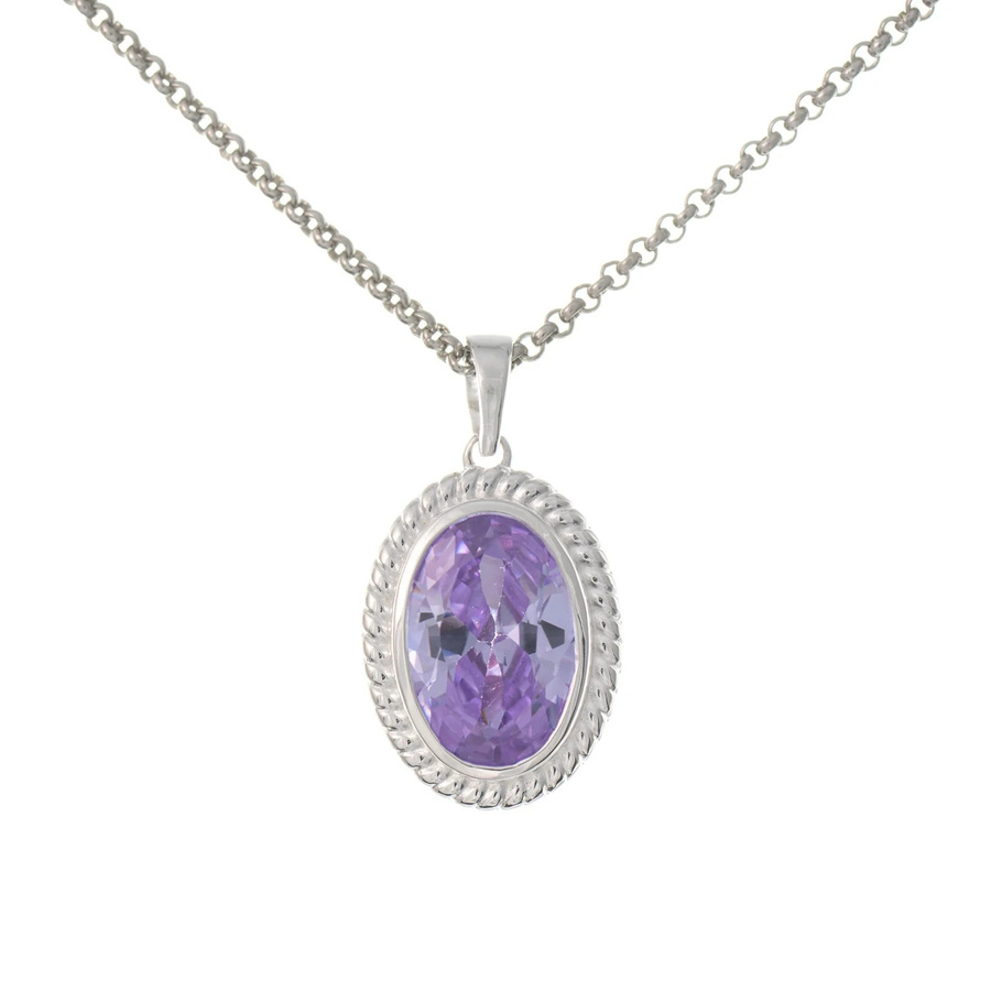 Anhänger mit Kette, 925 Silber, Zirkonia, flieder, Damen - Bild 1