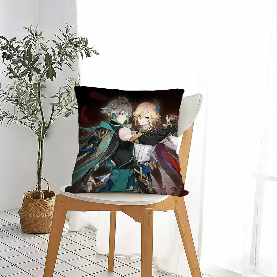 Genshin Impact Kissenbezug mit Kaveh und Alhaitham Motiv, Multicolor, B/B/H: 18 x 18 x 18 cm - Bild 3
