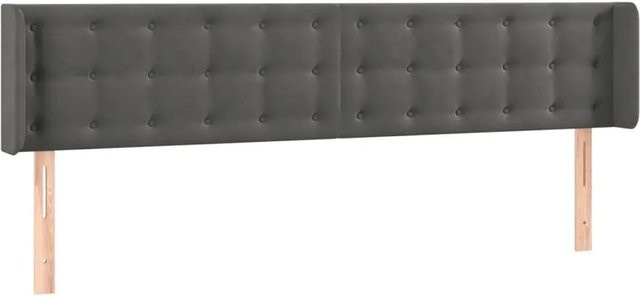 vidaXL LED Kopfteil aus Samt in Dunkelgrau mit USB-Ladeport und integrierter Beleuchtung, B: 163 cm, T: 16 cm, H: 78-88 cm - Bild 1