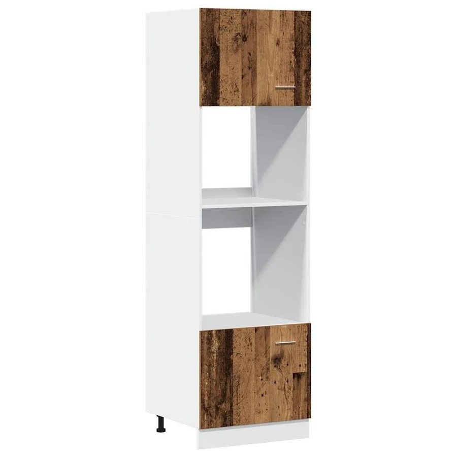 vidaXL Mikrowellenschrank Lyon in Altholz-Optik, Küchenschrank aus Holzwerkstoff, B/T/H: 60 x 57 x 207 cm - Bild 2