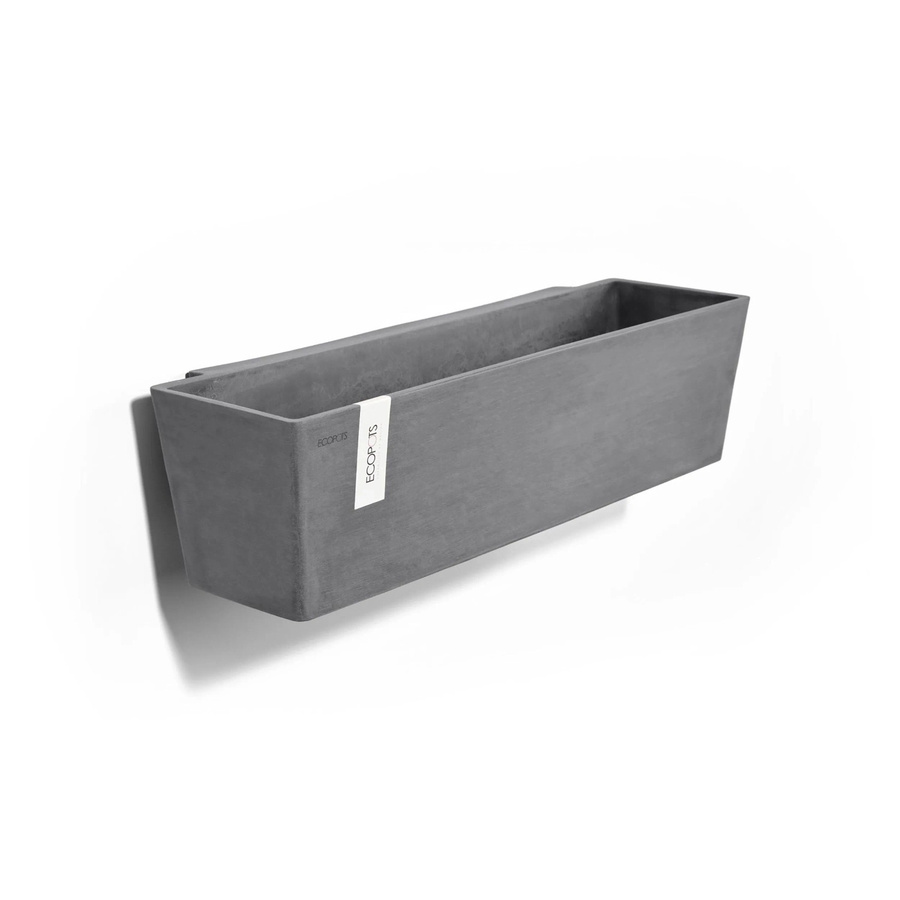Ecopots Pflanztopf Manhattan Wall L Grau aus recyceltem Kunststoff, Höhe: 55 cm, Tiefe: 15 cm - Bild 2