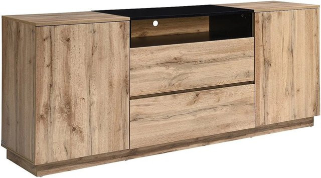 Sideboard Cemilina Vente-unique in Schwarz und Naturfarben Hell, Breite: 180 cm - Bild 1